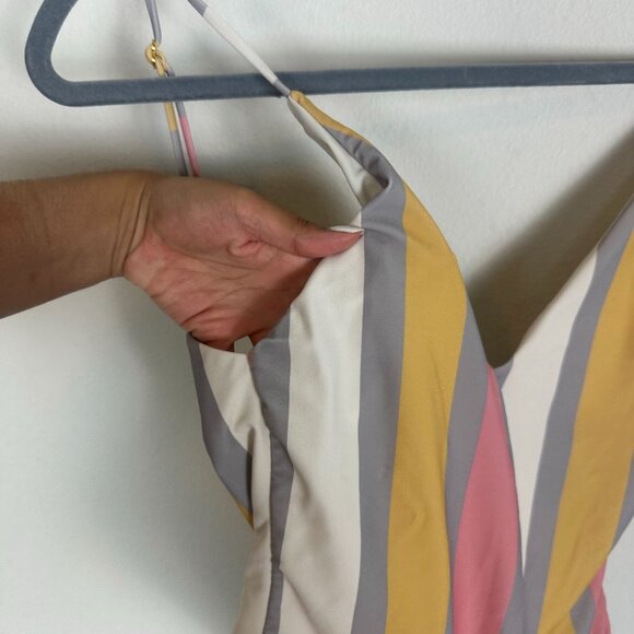 House of Harlow One Piece Swim Suit M Multicolor Stripe Boho Summer Vacation - Picture 4 of 9